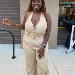 Fashionable business cute open back two piece set from fashion nova!